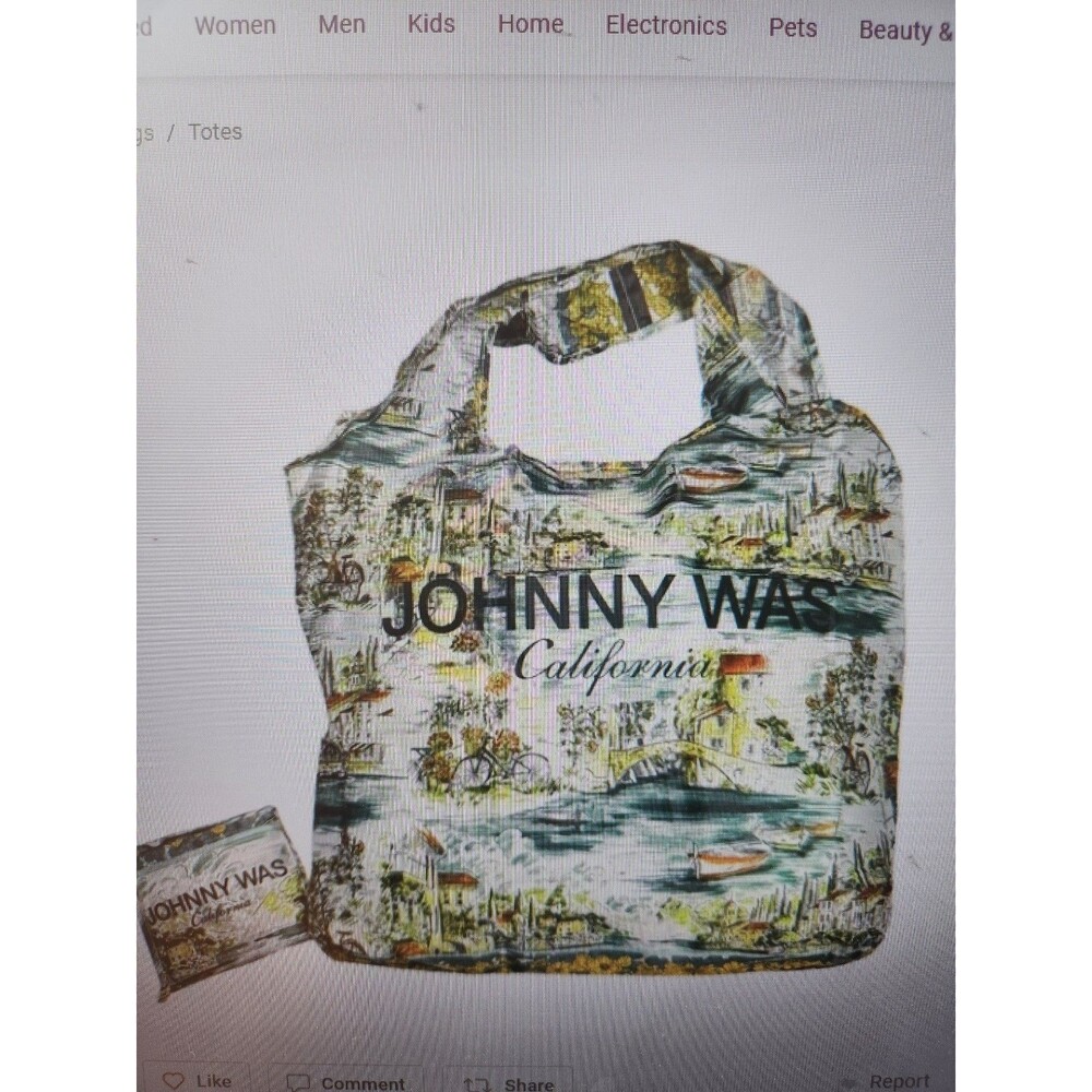 Johnny Was Reusable Nylon Shopping Tote European Scenery NWOT